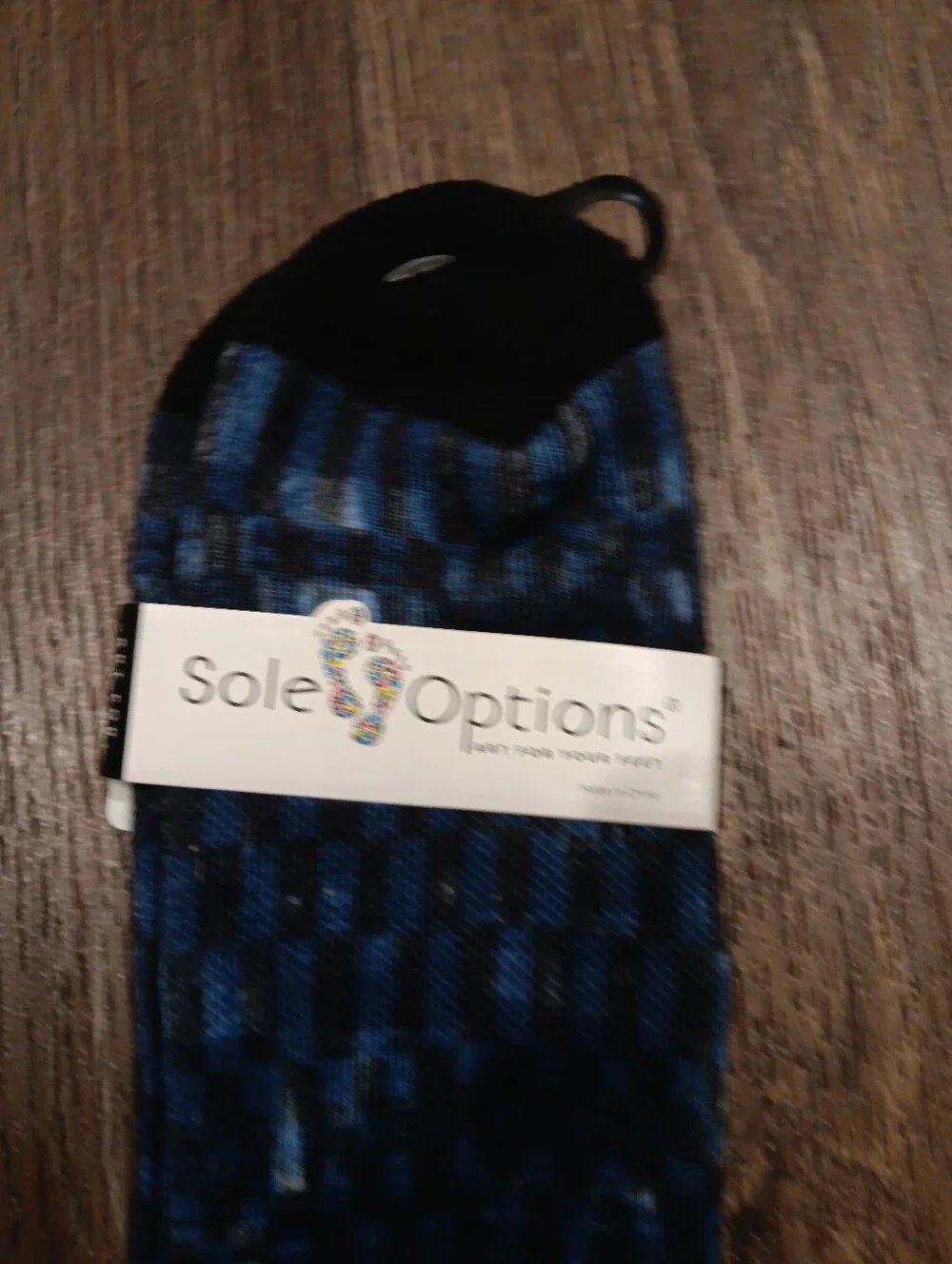 Sole Options Men’s Blue Patterned Crew Socks